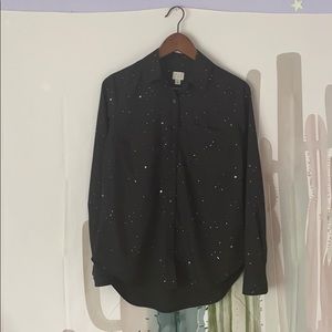 Black Star and Moon Pattern Button-Up
